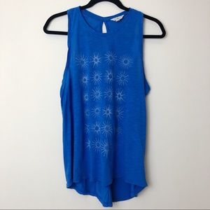 Lucky Brand/Lucky Lotus Blue Keyhole Tank Top